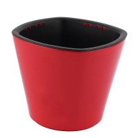 Office Plastic Square Design Self Watering Planter Flowerpot Container Red   